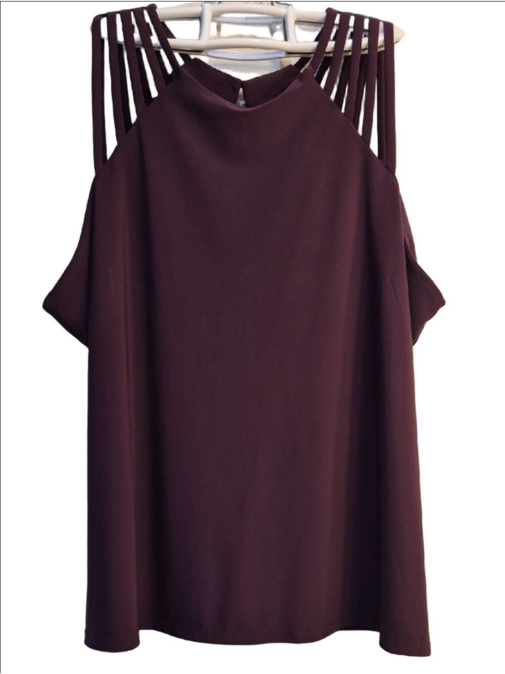 A.U. W Strappy Mock-Neck Tank Top in Deep Plum